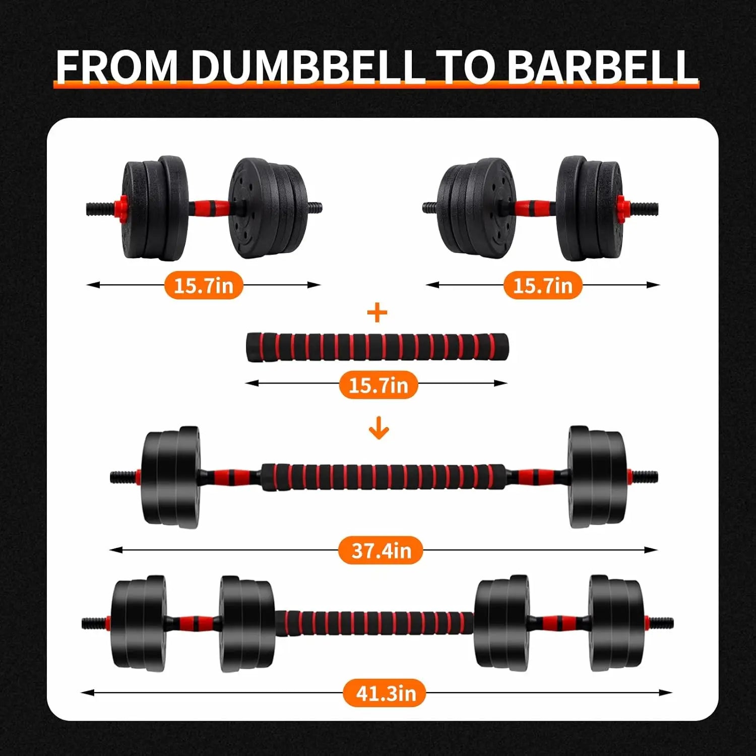 Savy Shopper Spot Adjustable Dumbbell Set 5-44lbs - Barbell Convert | Home Gym Weight Set | Strength Training Dumbbells | Adjustable Fitness Equipment | Compact Workout Barbell & Dumbbell Set