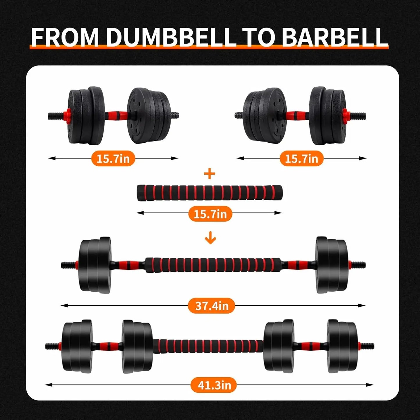 savy shopper spot adjustable barbell & dumbbell set - 5-44lbs | home gym weight set | strength training dumbbells & barbells | adjustable fitness equipment | compact workout weight set