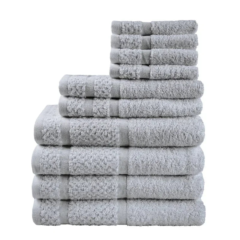 Savy Shopper Spot Towel Set 10-Piece - Soft & Durable Grey | Plush Cotton Bath Towels | Luxury Bathroom Towel Collection | Quick-Dry Grey Towels | Absorbent Home Spa Towel Set