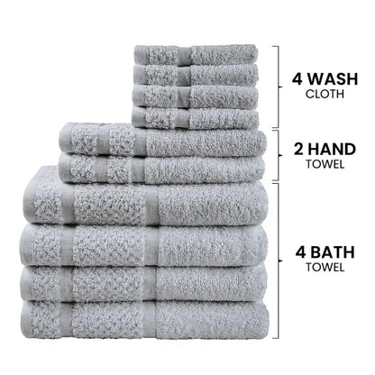 Savy Shopper Spot Towel Set 10-Piece - Soft & Durable Grey | Plush Cotton Bath Towels | Luxury Bathroom Towel Collection | Quick-Dry Grey Towels | Absorbent Home Spa Towel Set