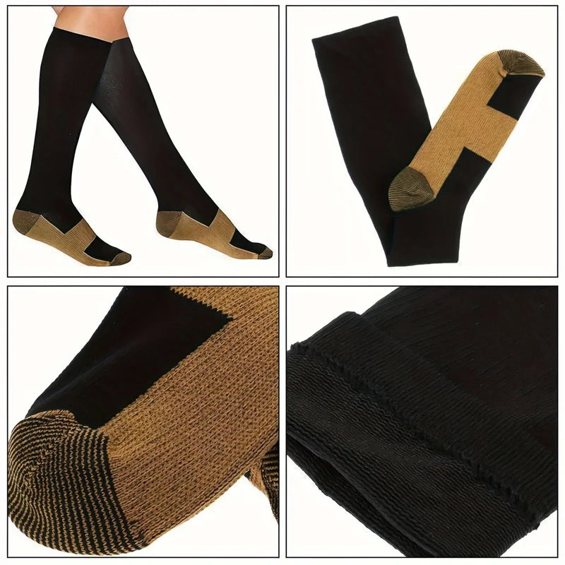 savy shopper spot copper compression socks 6-pair - unisex mid-calf | circulation boost mid-calf socks | anti-fatigue copper socks | unisex athletic compression socks | comfortable support socks