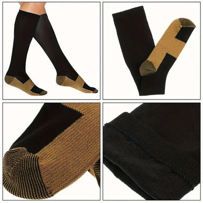 Savy Shopper Spot Copper Compression Socks 6-Pair - Unisex Mid-Calf | Circulation Boost Mid-Calf Socks | Anti-Fatigue Copper Socks | Unisex Athletic Compression Socks | Comfortable Support Socks