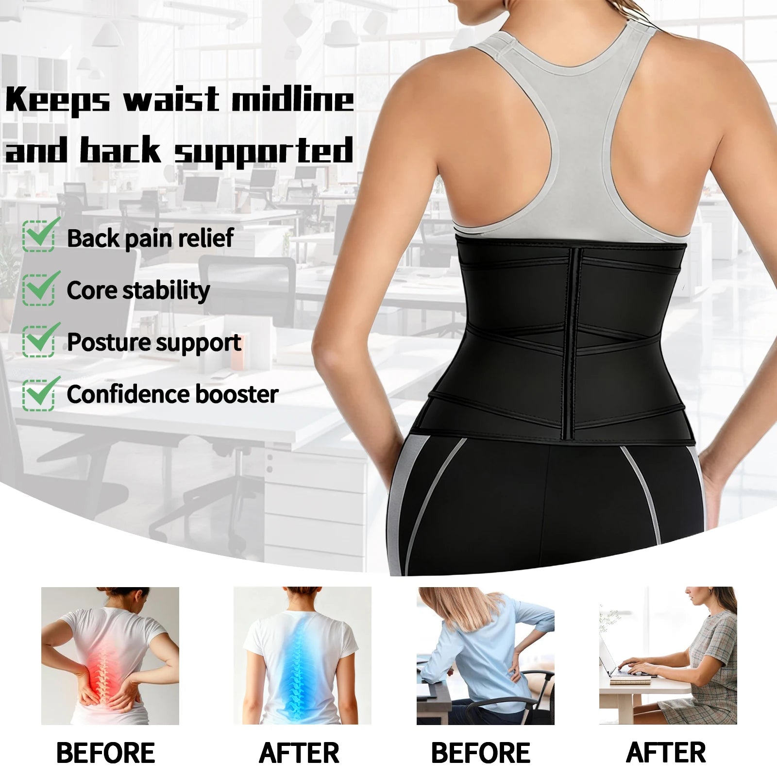 Savy Shopper Spot +Neoprene Waist Trainer for Women - Zipper & Hook | Slimming Body Shaper Belt | Adjustable Tummy Control Trainer | Core & Waist Cincher | Fitness & Workout Waist Trainer