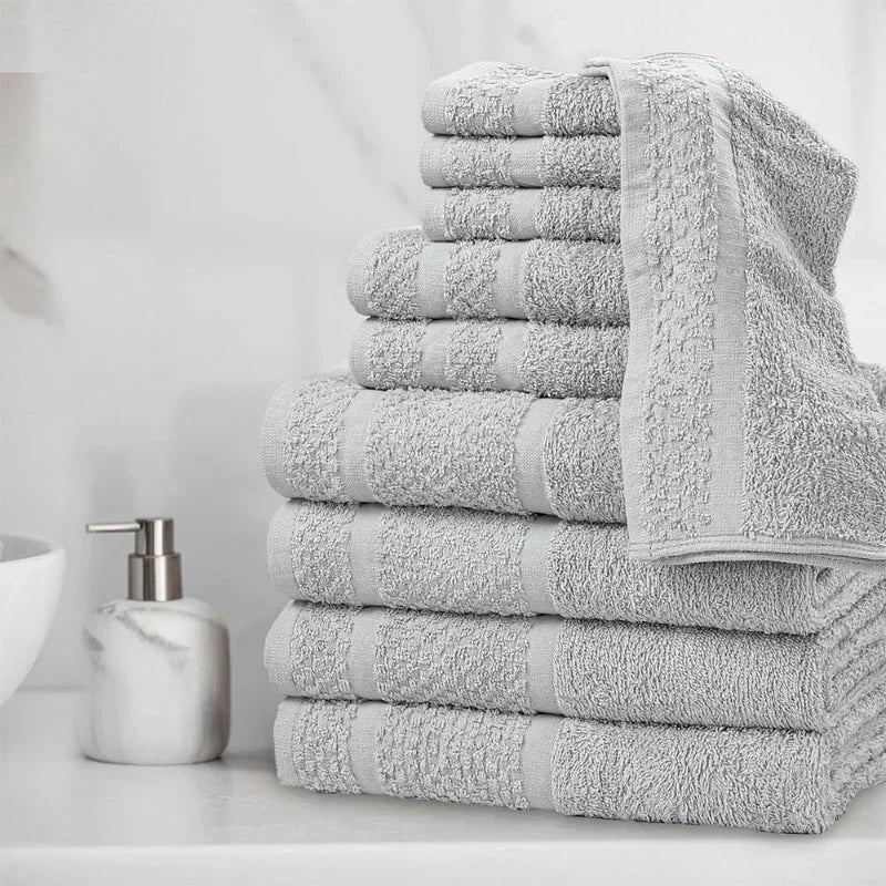 Savy Shopper Spot Towel Set 10-Piece - Soft & Durable Grey | Plush Cotton Bath Towels | Luxury Bathroom Towel Collection | Quick-Dry Grey Towels | Absorbent Home Spa Towel Set