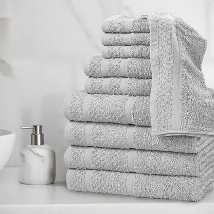 Savy Shopper Spot Towel Set 10-Piece - Soft & Durable Grey | Plush Cotton Bath Towels | Luxury Bathroom Towel Collection | Quick-Dry Grey Towels | Absorbent Home Spa Towel Set