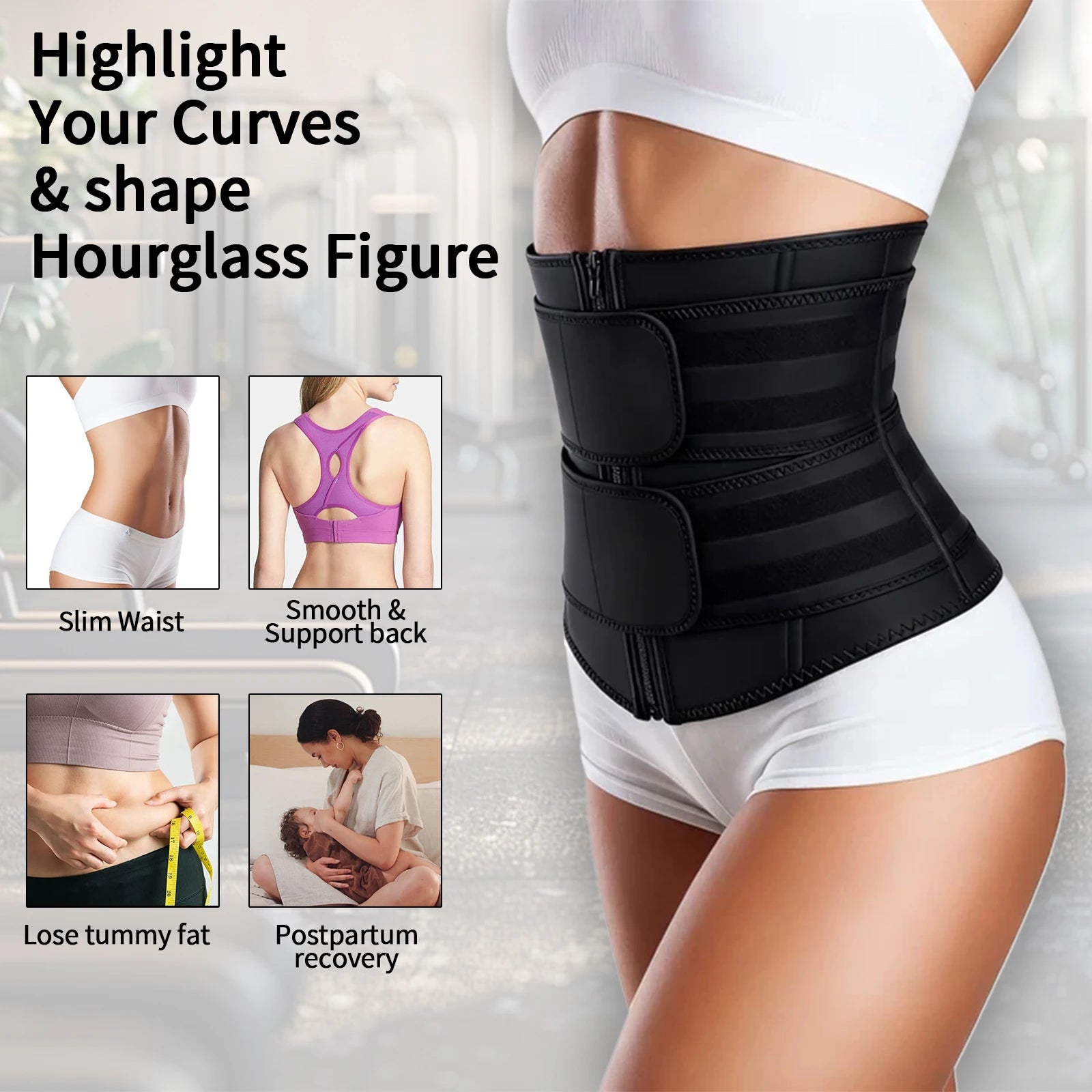 Savy Shopper Spot +Neoprene Waist Trainer for Women - Zipper & Hook | Slimming Body Shaper Belt | Adjustable Tummy Control Trainer | Core & Waist Cincher | Fitness & Workout Waist Trainer