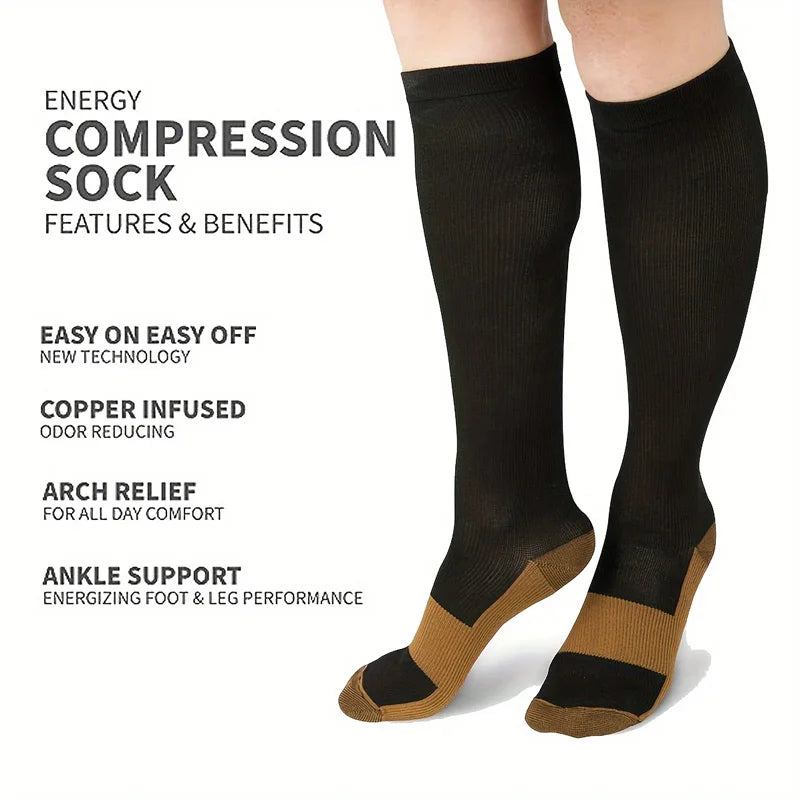 Savy Shopper Spot | Copper Compression Socks 16-Pair - Running & Travel | Circulation Boost Compression Socks | Anti-Fatigue Athletic Socks | Copper Infused Support Socks | Long-Lasting Comfort Compression Socks