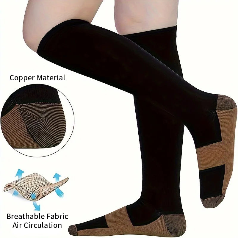 Savy Shopper Spot Copper Compression Socks 6-Pair - Unisex Mid-Calf | Circulation Boost Mid-Calf Socks | Anti-Fatigue Copper Socks | Unisex Athletic Compression Socks | Comfortable Support Socks