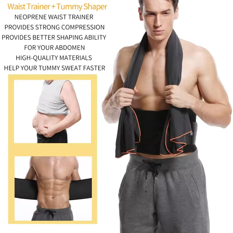 savy shopper spot men's waist trainer - abdominal slimming belt | fitness waist cincher | core strength training belt | adjustable body shaper belt | workout compression waist belt
