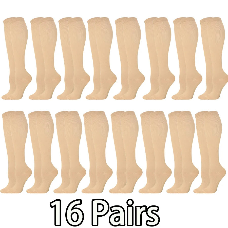 Savy Shopper Spot | Copper Compression Socks 16-Pair - Running & Travel | Circulation Boost Compression Socks | Anti-Fatigue Athletic Socks | Copper Infused Support Socks | Long-Lasting Comfort Compression Socks